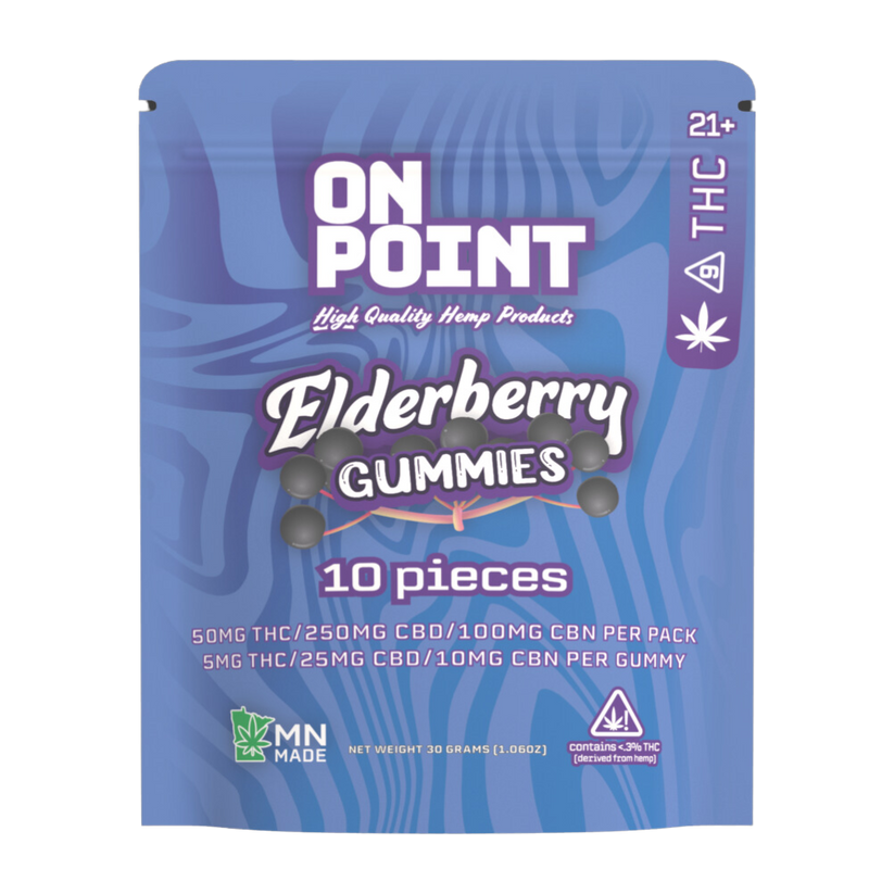 On Point | 5mg THC + 10mg CBN + 25mg CBD Gummies | Elderberry