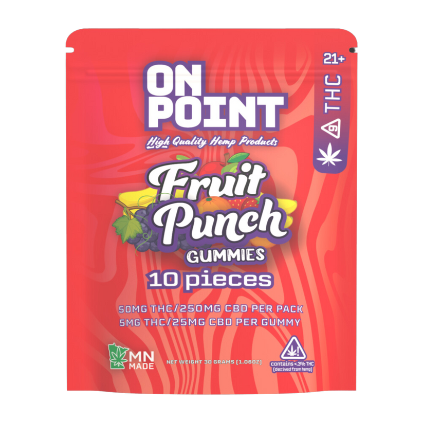 On Point | 5mg THC + 25mg CBD Gummies | Fruit Punch