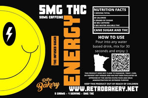 THC INFUSED SUGAR - SINGLE POUCH - 5MG THC + 50MG CAFFEINE ENERGY